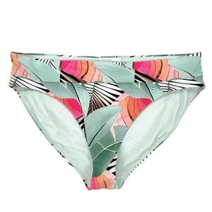 Calla SwiM‎ XL High Waist Bikini Bottom Tropical Leaf Print Recycled Nylon NWOT